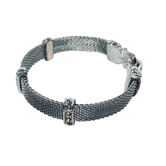 Brighton Silver Tone And Clear Rhinestone Mesh Bracelet (5936) - Picture 3 of 12